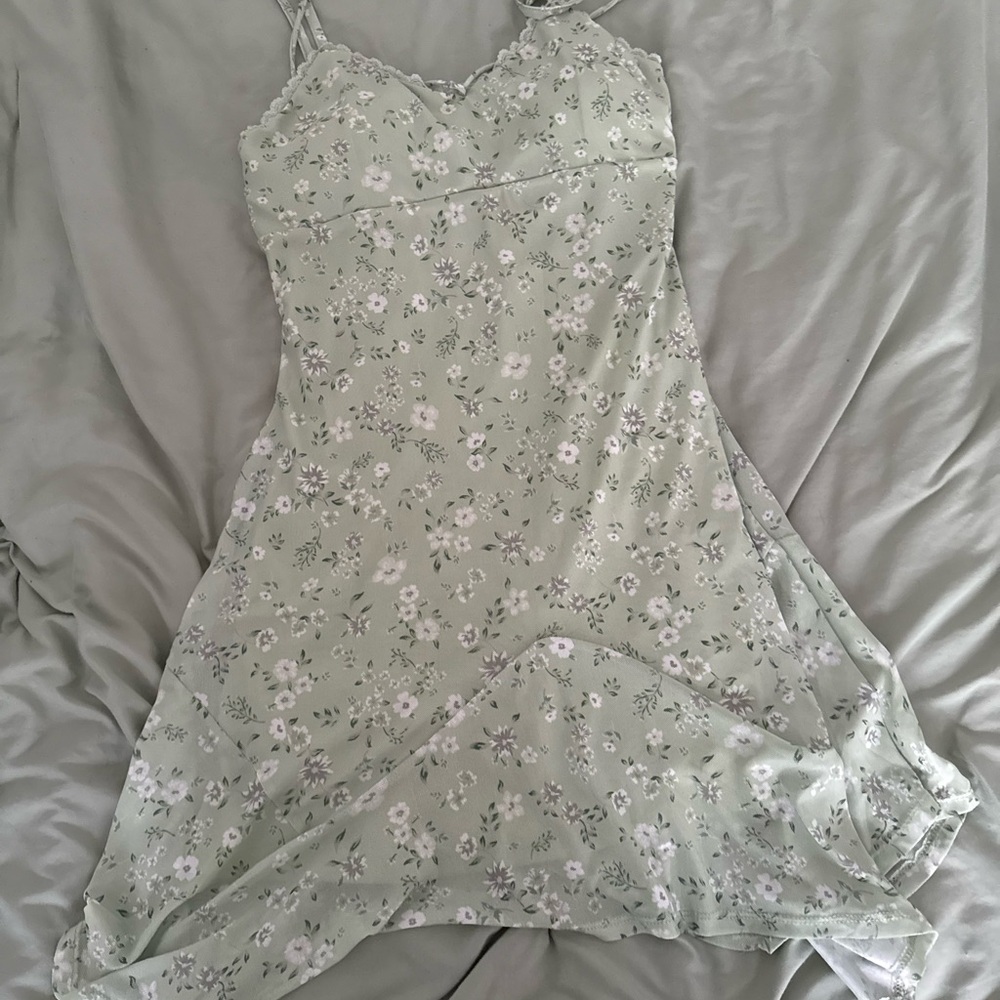 Cottage core Planet & Heart green flower flowy dress